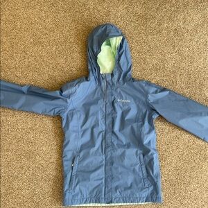 Columbia Light Blue Hooded Rain Jacket